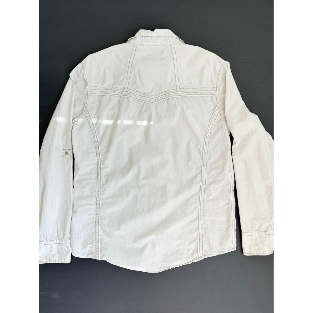Buckle Black Mens Slim Fit Textured Snap Front Shirt Large White Western Y2K - Picture 3 of 9